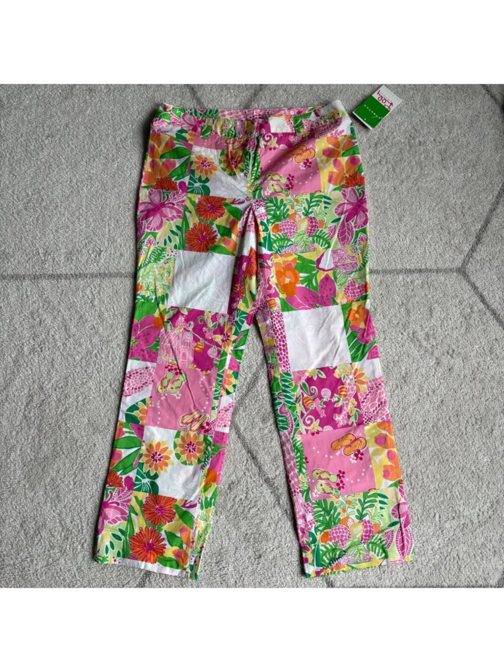 NWT Vintage Lilly Pulitzer Patchwork Y2K-Era Tropical Floral Resort Pants
